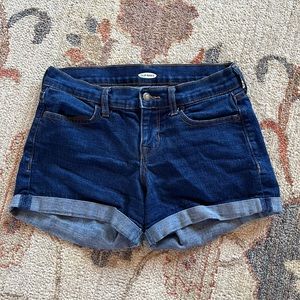 Mid-Rise Dark-Wash Jean Shorts